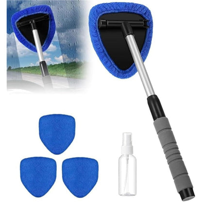 Brosse microfibre pivotante pour vitres de voiture, manche extensible