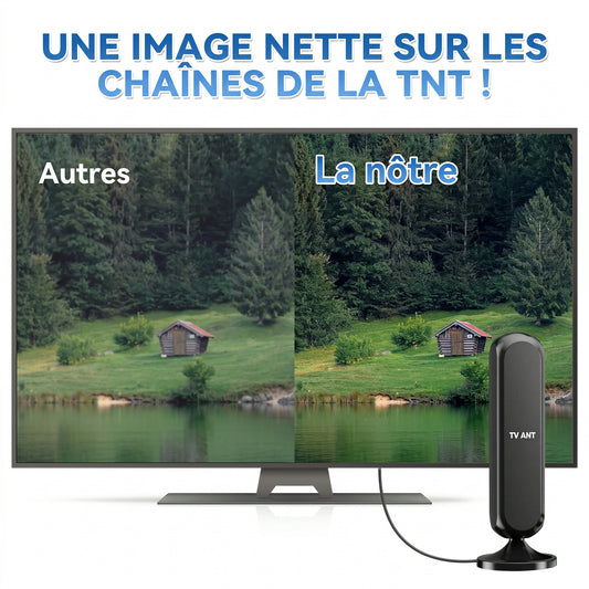 Antenne TNT intérieure amplifiée à base aimantée, 360°