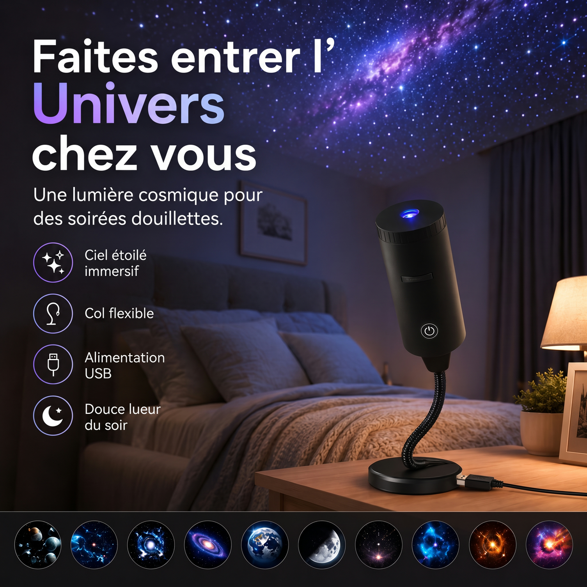 Projecteur LED rotatif USB à 360° – Entrer l’