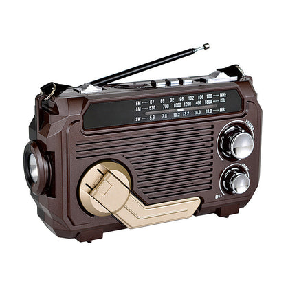 Radio solaire rétro AM/FM/SW à manivelle, avec lampe torche