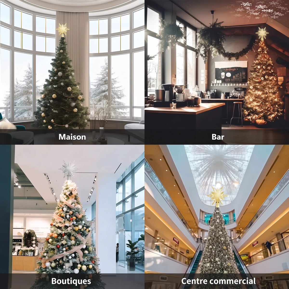 Étoile de sapin LED avec projection de flocons qui tourne – Boutiques