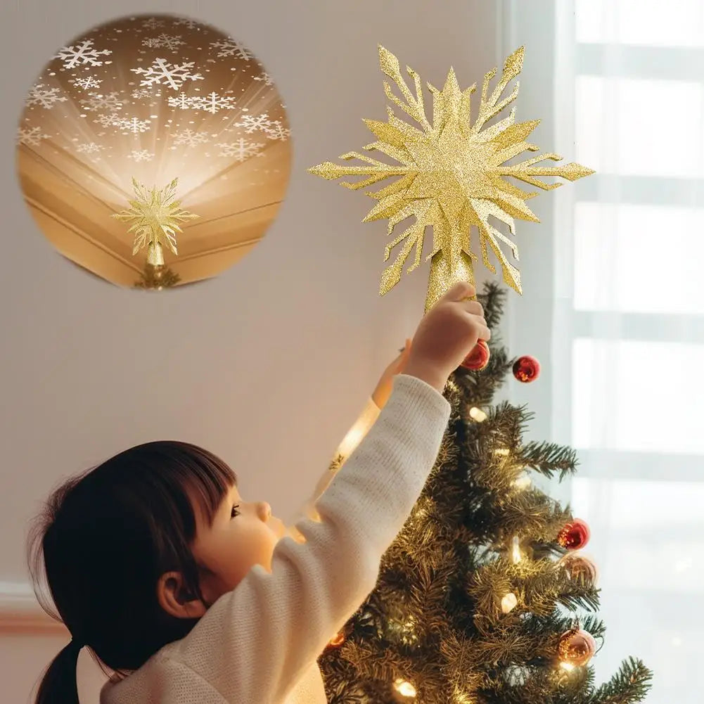 Étoile de sapin LED avec projection de flocons qui tourne