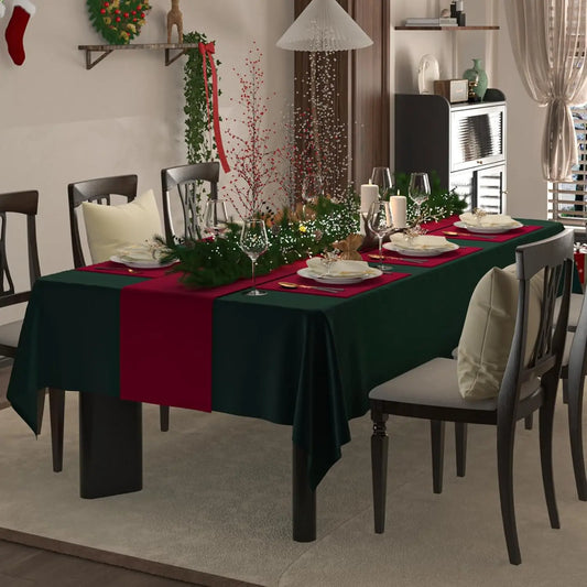 Nappe de Noël en velours vert sapin, rectangulaire