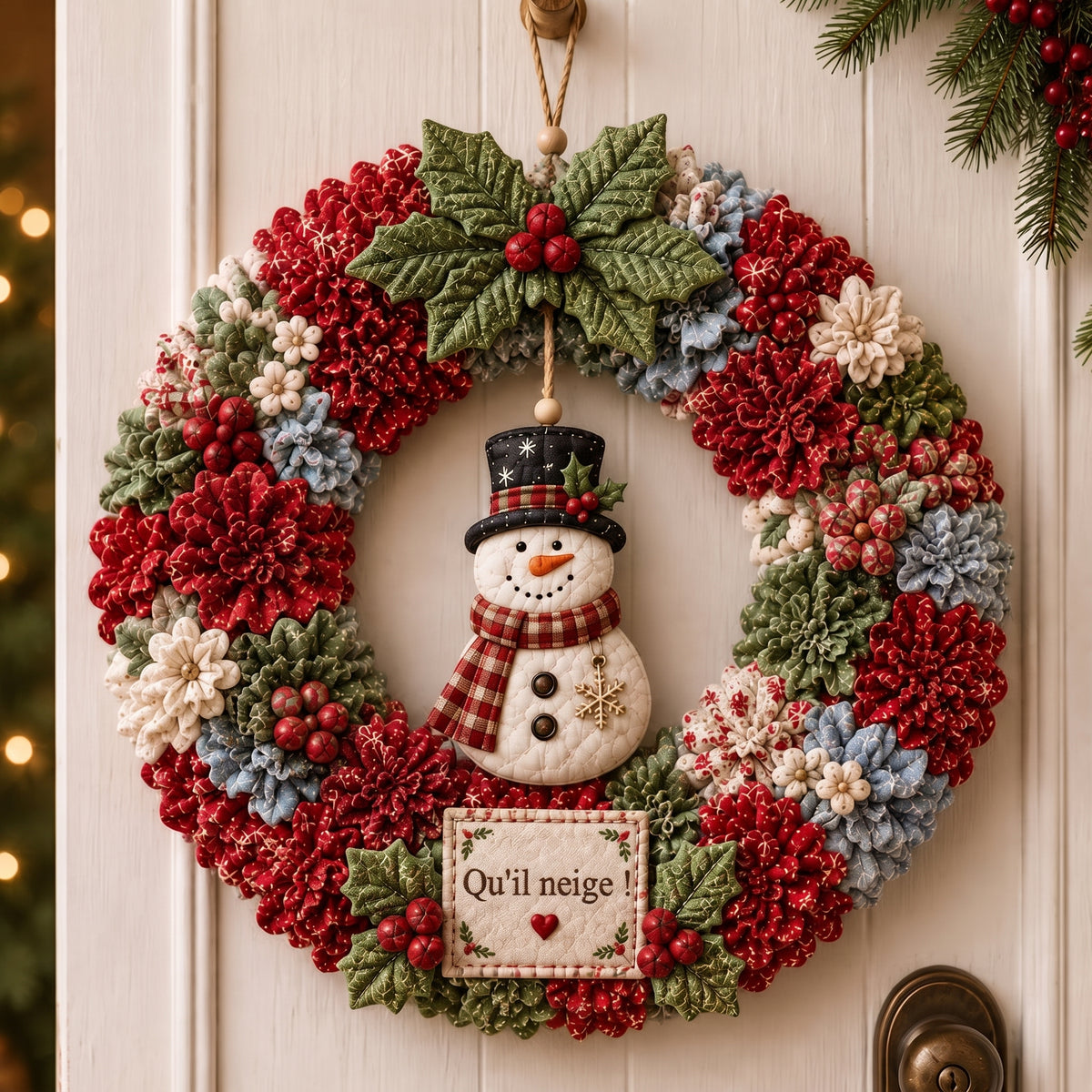 Kit couronne de Noël en tissu à piquer – Qu'il neige