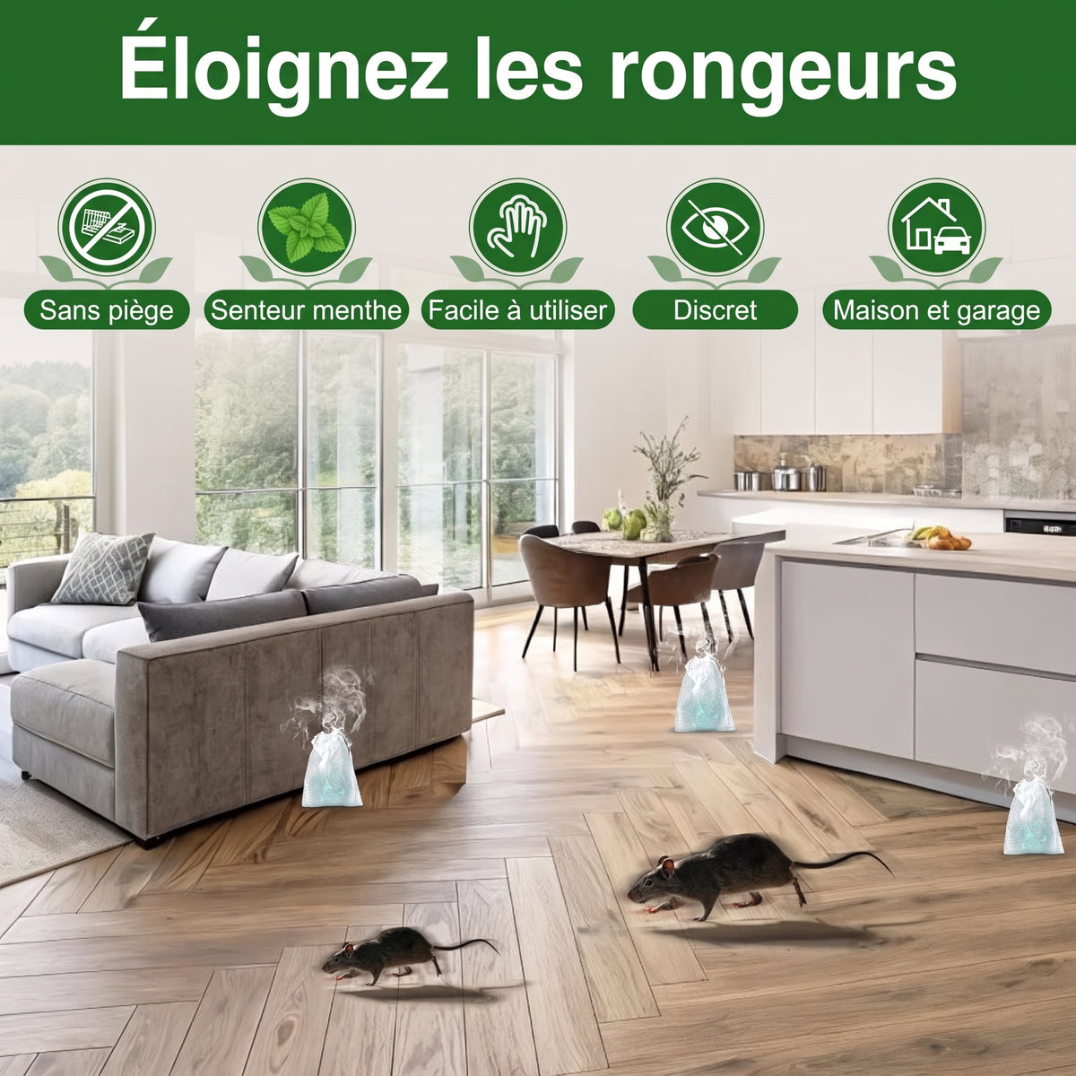 Répulsif souris à la menthe poivrée, boules parfumées