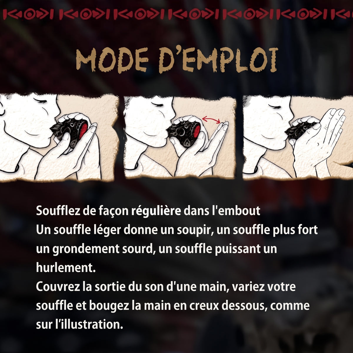 Sifflet aztèque en céramique en forme de crâne, noir mat