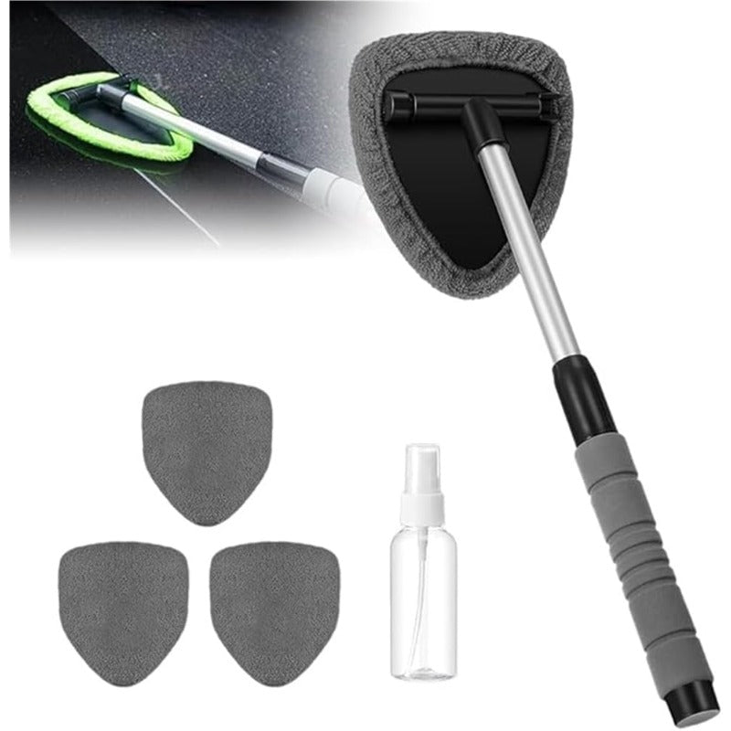 Brosse microfibre pivotante pour vitres de voiture, manche extensible