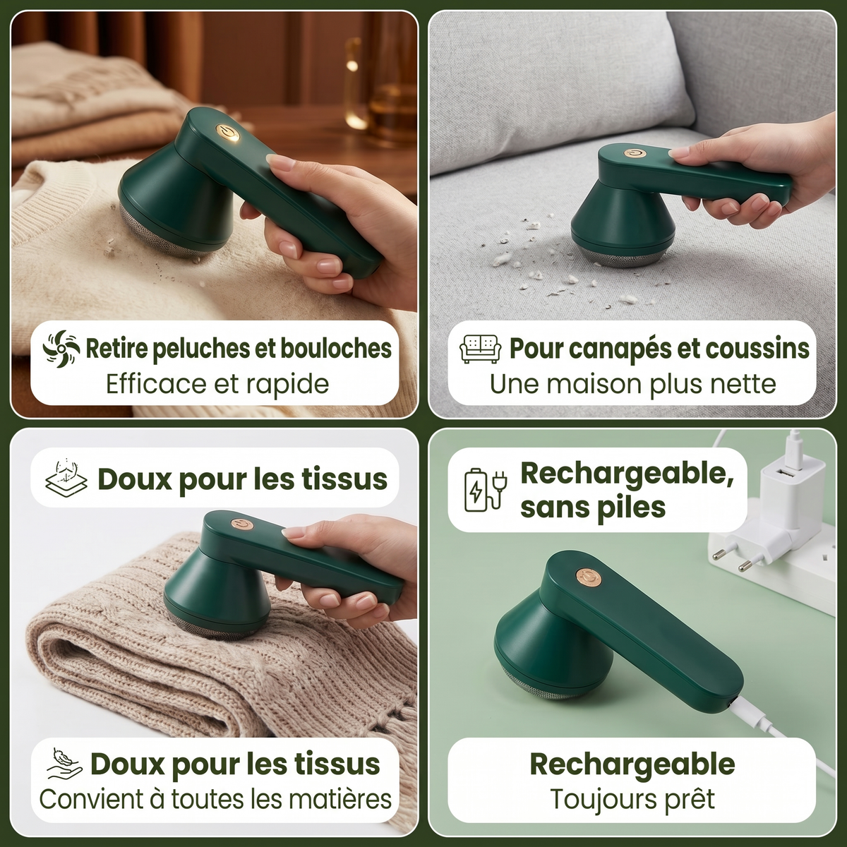 Rasoir anti-peluches électrique rechargeable pour vêtements – Retire peluches et bouloches