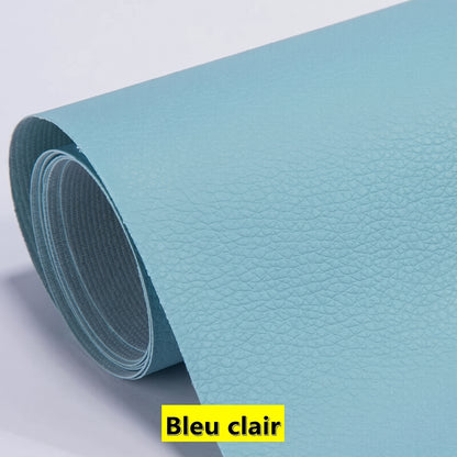 Patch de réparation adhésif en similicuir – Bleu clair