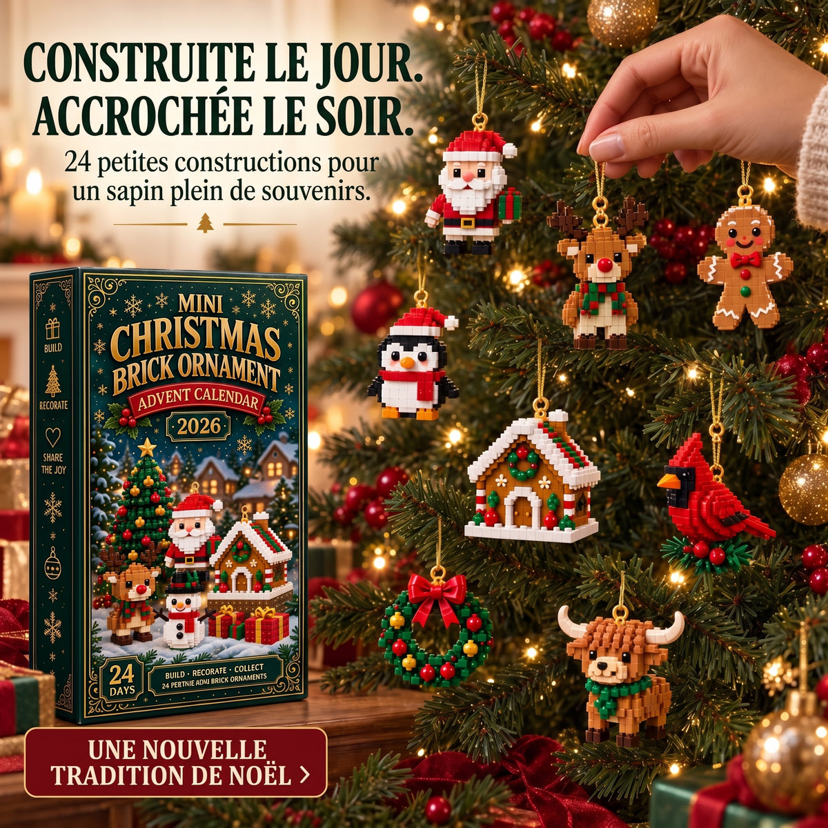 Calendrier de l’Avent 24 mini-décorations de Noël à construire