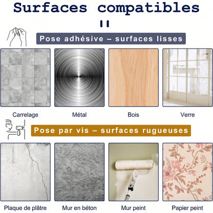 Supports de tringle à rideau réglables – Surfaces compatibles