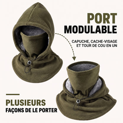 Cagoule polaire 3-en-1 doublée : tête, visage et cou