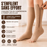 Chaussettes de compression à fermeture éclair, enfilage facile