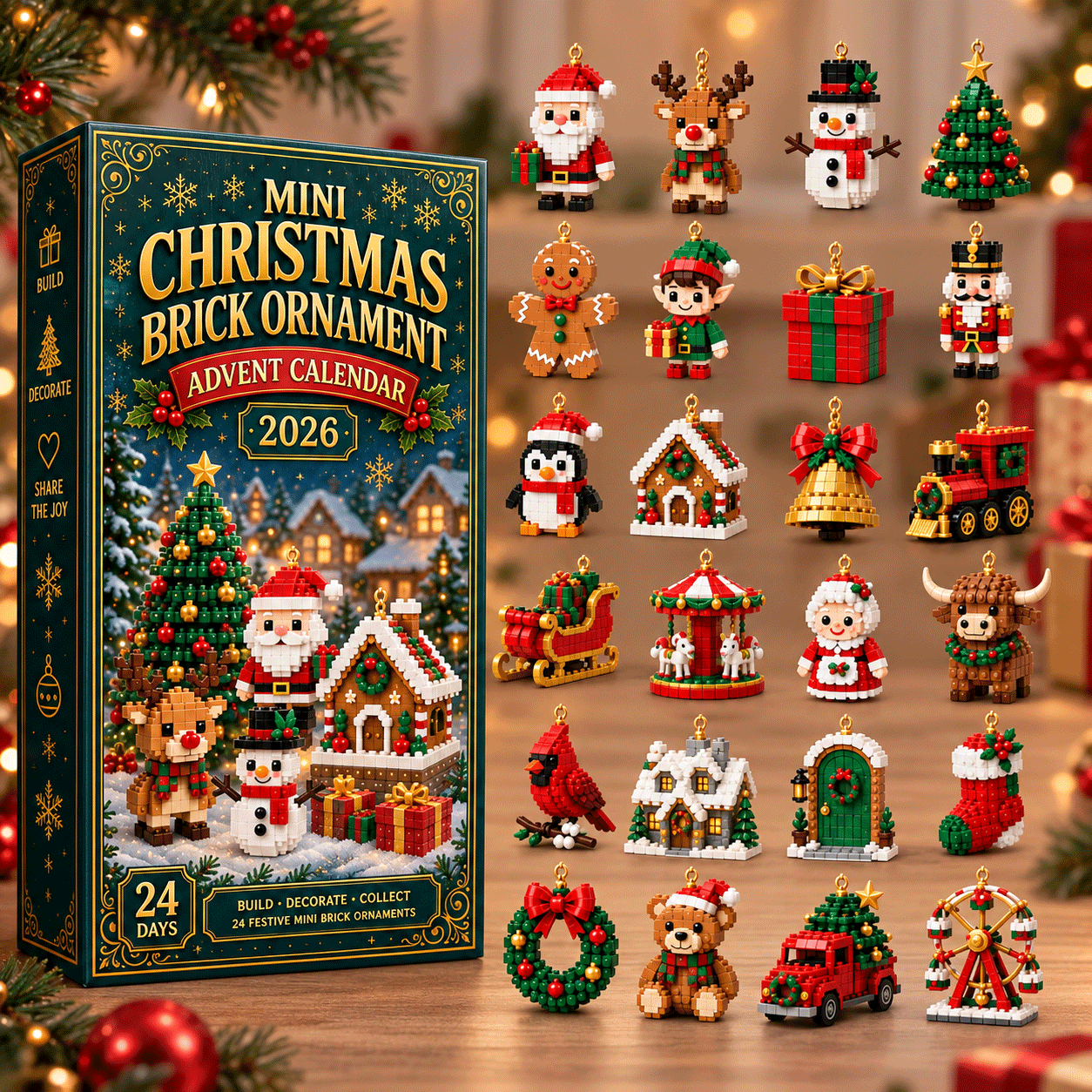 Calendrier de l’Avent 24 mini-décorations de Noël à construire