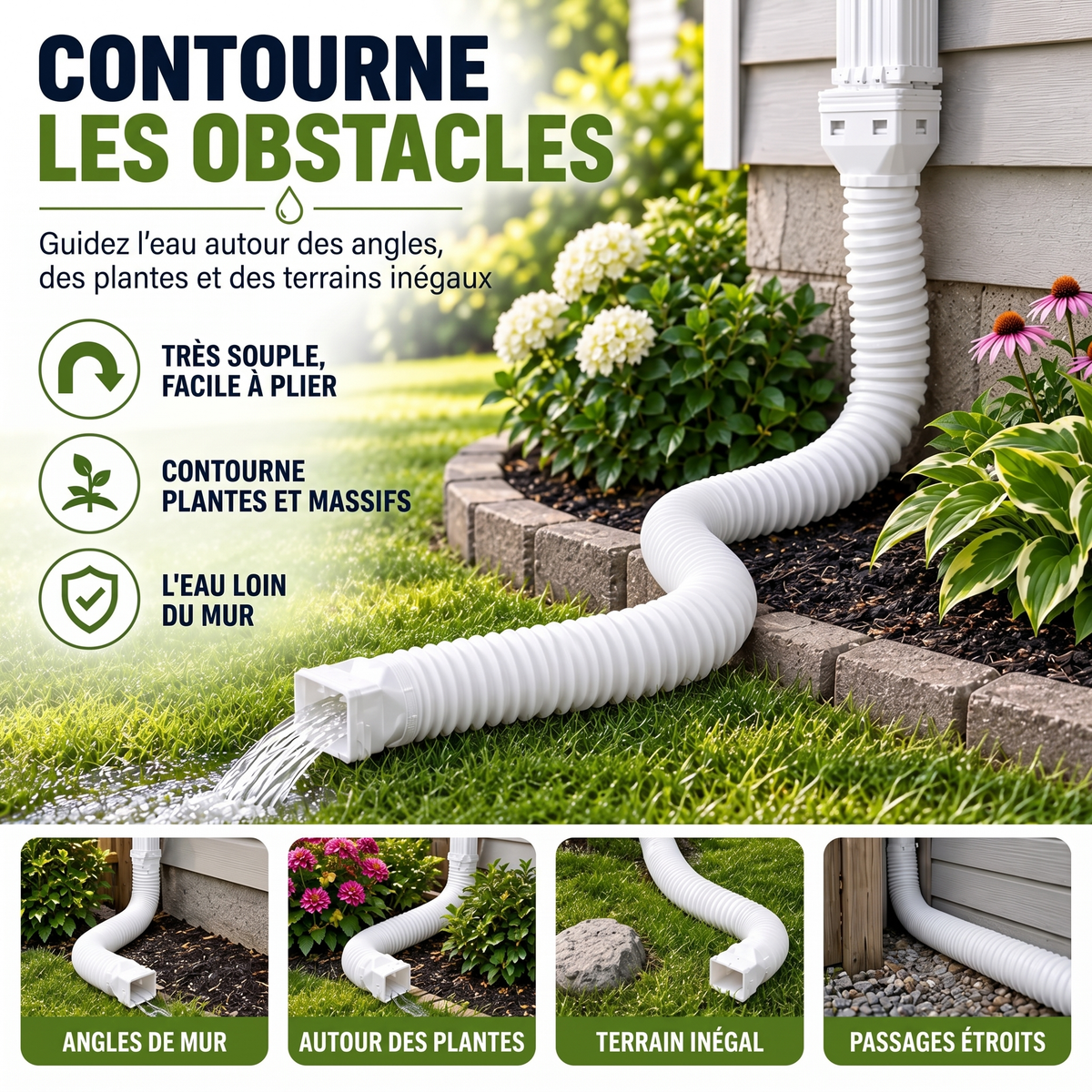 Rallonge flexible de descente de gouttière 56-160 cm – Contourne les obstacles