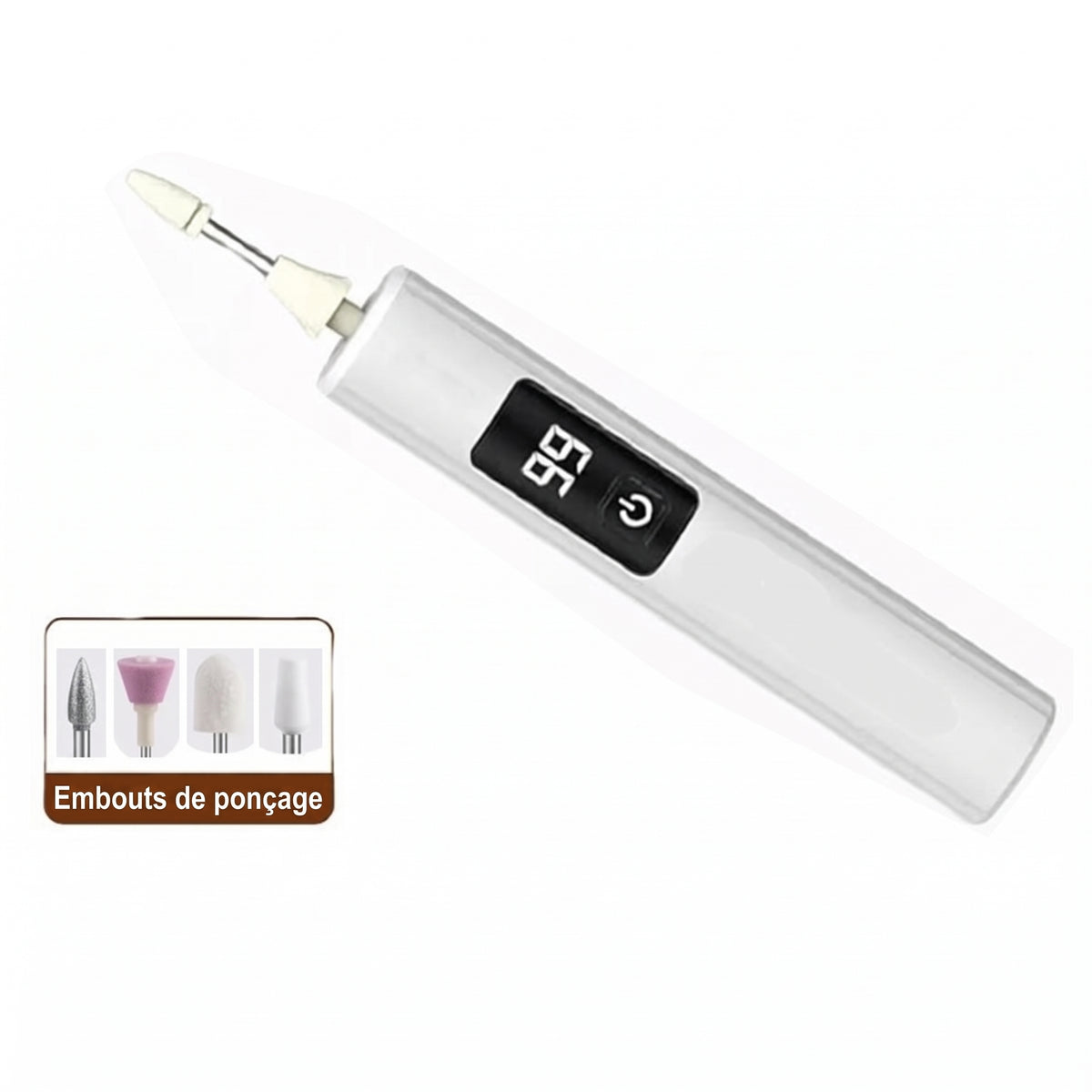Ponceuse à ongles électrique rechargeable, écran LCD et lumière LED