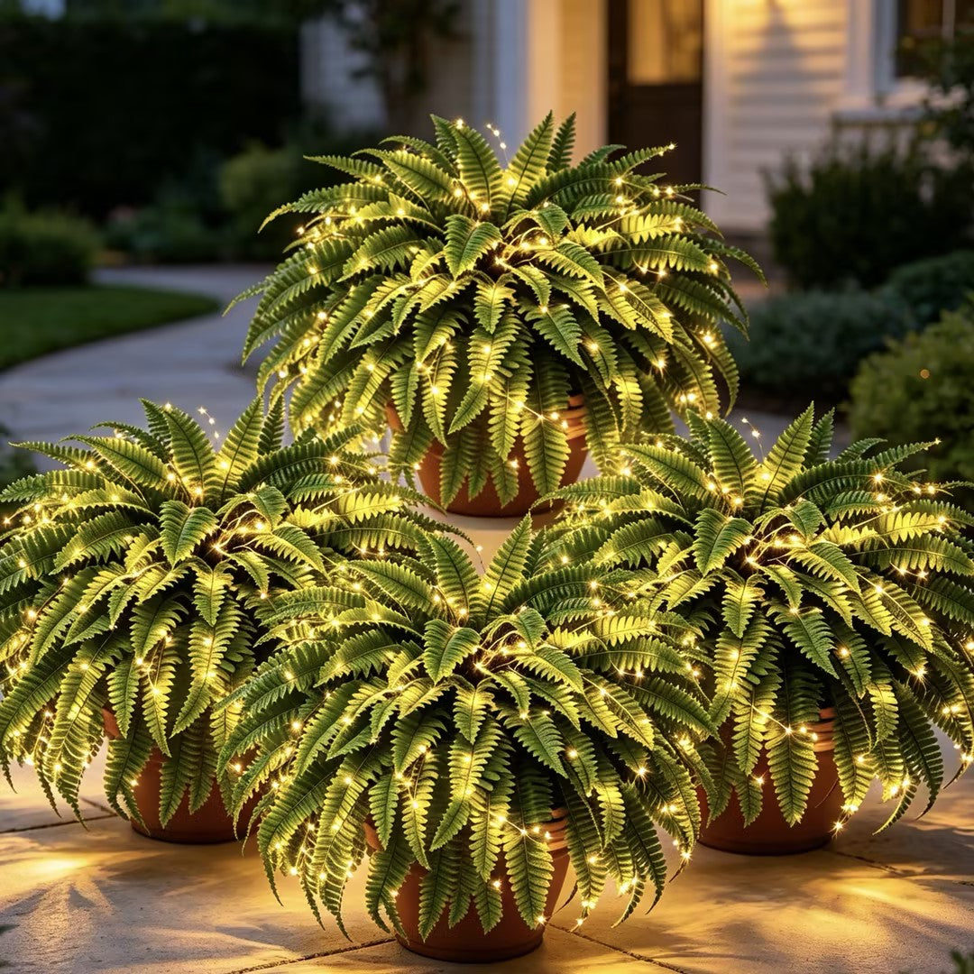 Fougère de Boston artificielle lumineuse, sans arrosage ni entretien