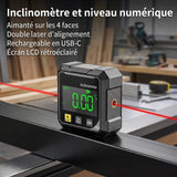 Inclinomètre numérique à double laser, aimanté sur 4 faces