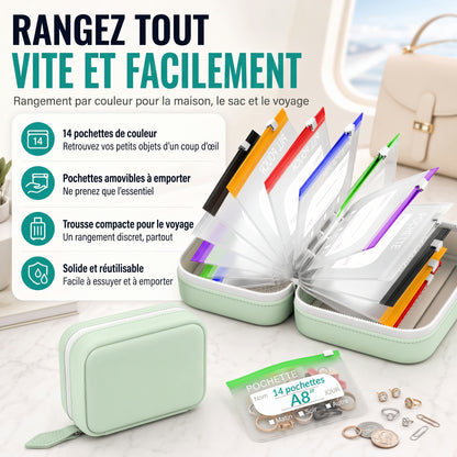 Organiseur semainier à pochettes zippées transparentes