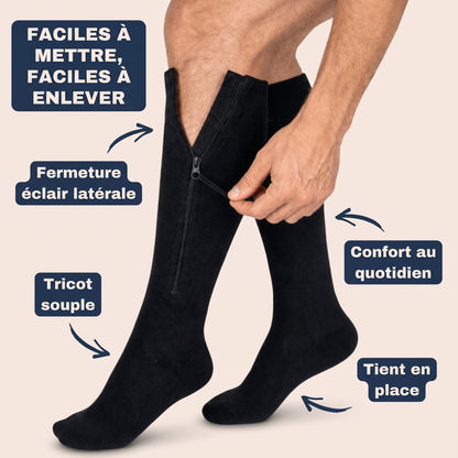 Chaussettes de compression à fermeture éclair, enfilage facile