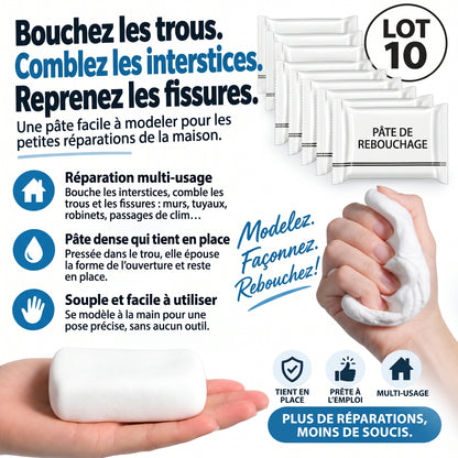 Pâte de rebouchage à modeler pour trous de mur et tuyaux