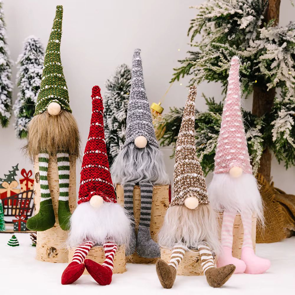 Gnome de Noël scandinave en peluche à longues jambes, 43 cm