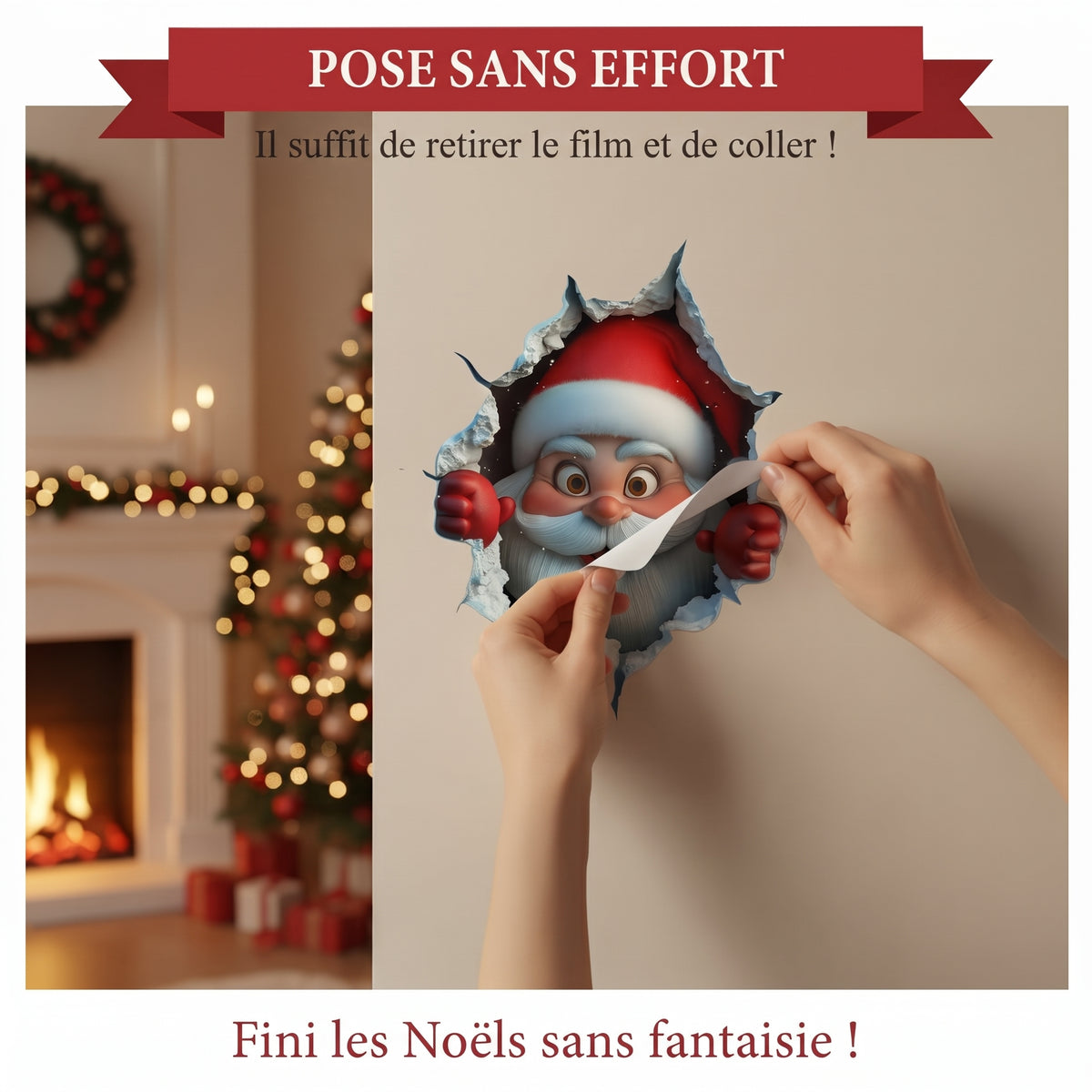 Stickers muraux de Noël effet 3D – Pose sans effort