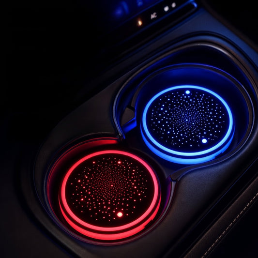 Dessous de verre LED pour voiture, 7 couleurs, la paire, allumés dans les porte-gobelets